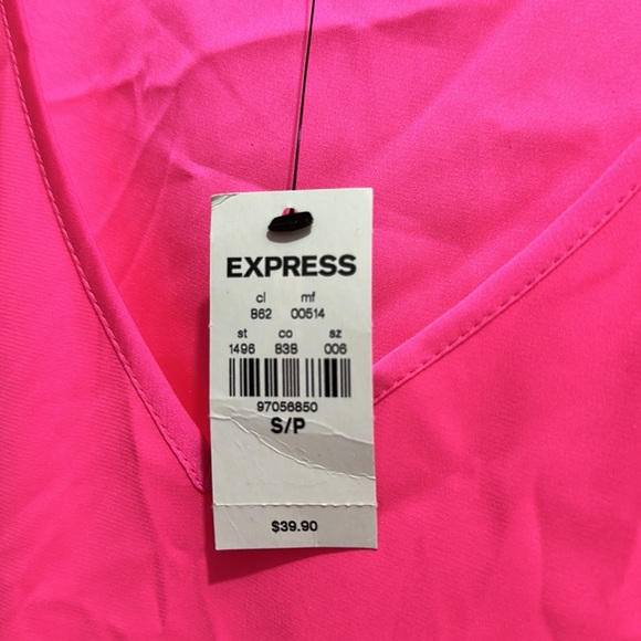 Express Hot Pink V Neck Silk Blouse - Picture 4 of 4